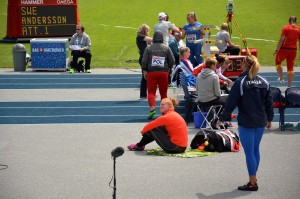 Hammerwurf-Weltrekordlerin Betty Heidler zeigte sich vor ihrem Wettkampf entspannt. Foto: BSM